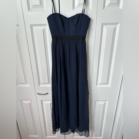 BCBGMaxAzria Dresses & Skirts - BCBG Max Azria Navy Chiffon Maxi Strapless Dress
